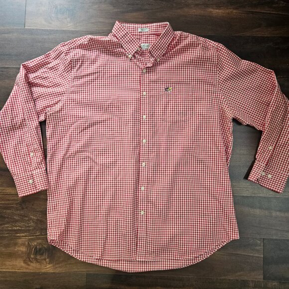 Peter Millar Kansas Jayhawks Long-sleeve Shirt Men's Size XXL Red Gingham Check - Picture 1 of 7